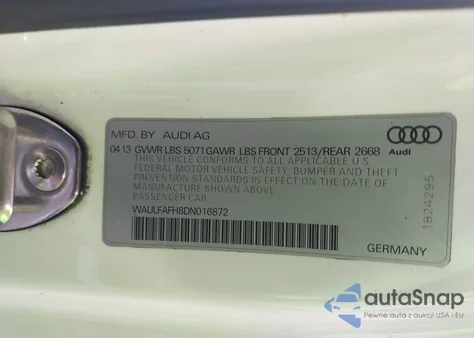 2013 Audi A5 2.0T Premium from USA, damaged, VIN WAULFAFH8DN016872